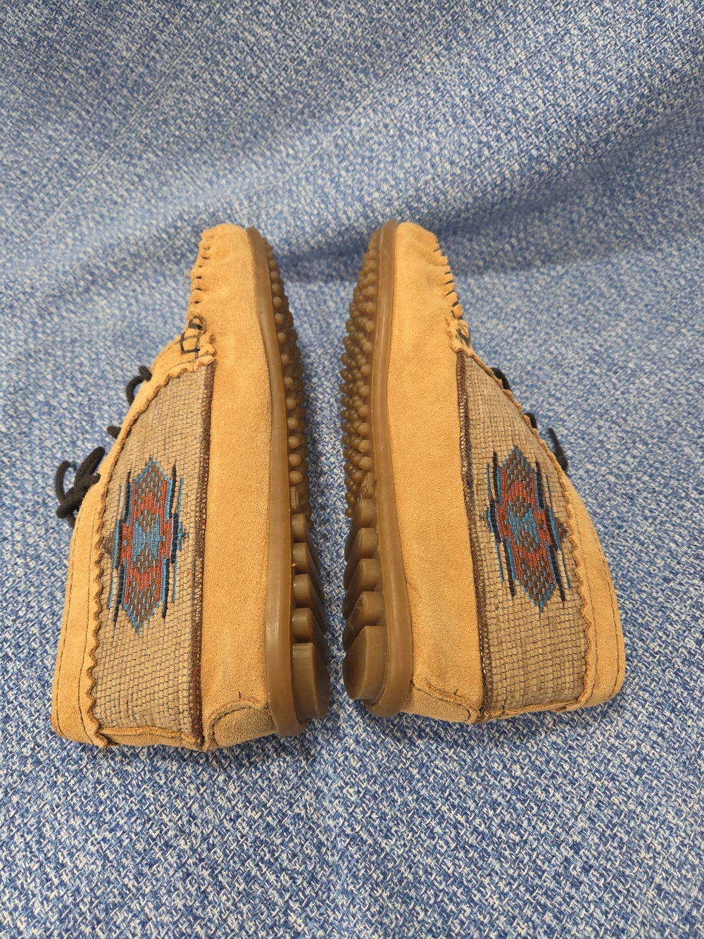 Minnetonka El Paso ankle boots Aztec geometric fabric pattern brown Suede Size 7 - Picture 5 of 8